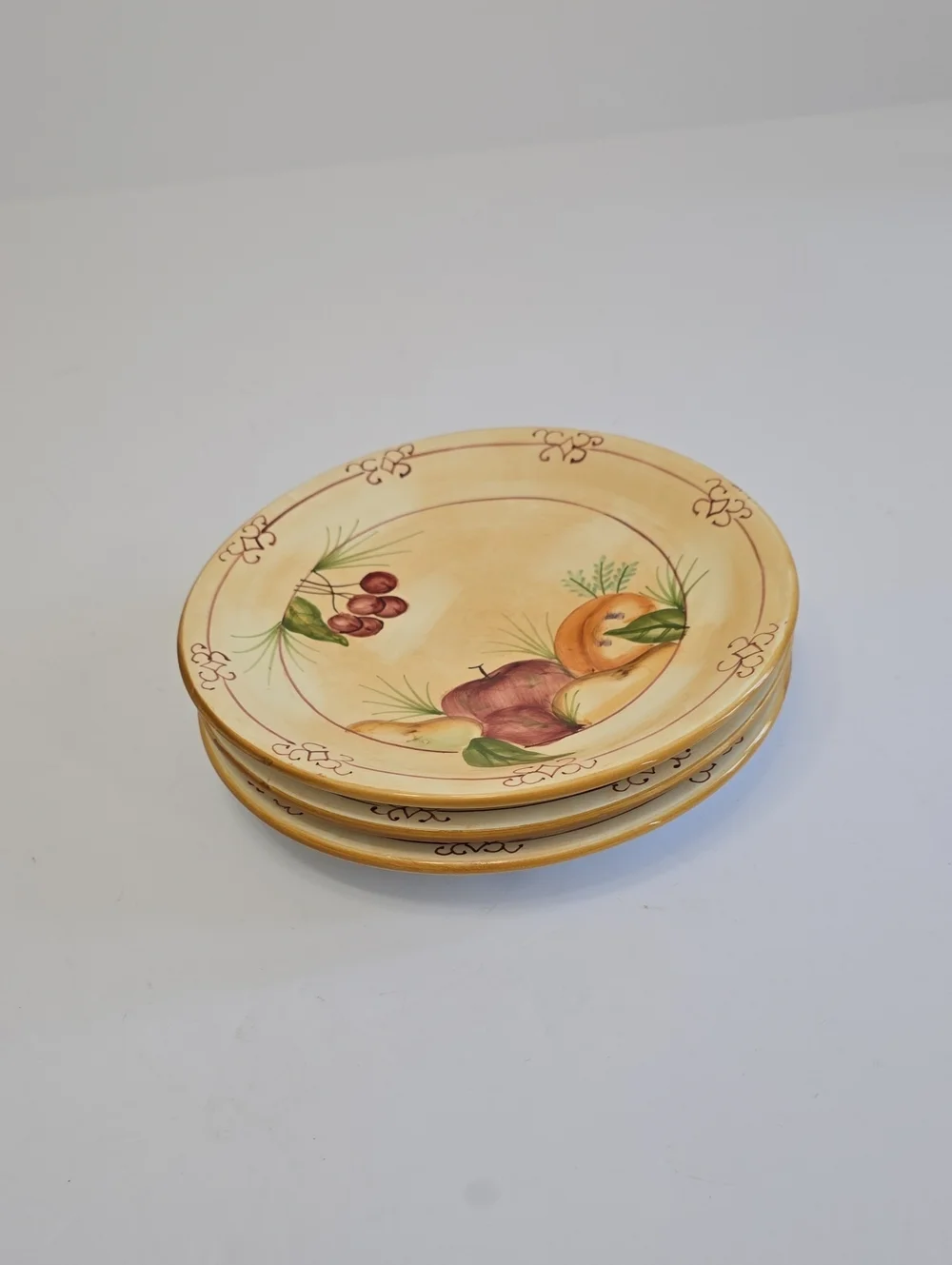 NWT Crate & Barrel Set Of 3 Winter Orchard Salad Saucer Plates 8